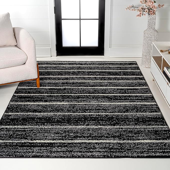 JONATHAN Y Williamsburg Minimalist Stripe Black/Cream Indoor Area Rug, 3x5, Contemporary, Modern, Easy-Cleaning for Living Room, Bedroom, Kitchen, Pet Friendly, Non-Shedding (MOH201F-3)