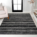 JONATHAN Y Williamsburg Minimalist Stripe Black/Cream Indoor Area Rug, 5x8, Contemporary, Modern, Easy-Cleaning for Living Room, Bedroom, Kitchen, Pet Friendly, Non-Shedding (MOH201F-5)