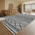 RUGSURE Washable Area Rugs 9' x 12' - 1/6 Thick - Moroccan-Inspired -Stain & Water Resistant Non-Slip - Resistant Rug for Living Room, Bedroom, Nursery, Pet & Child Friendly (Black)