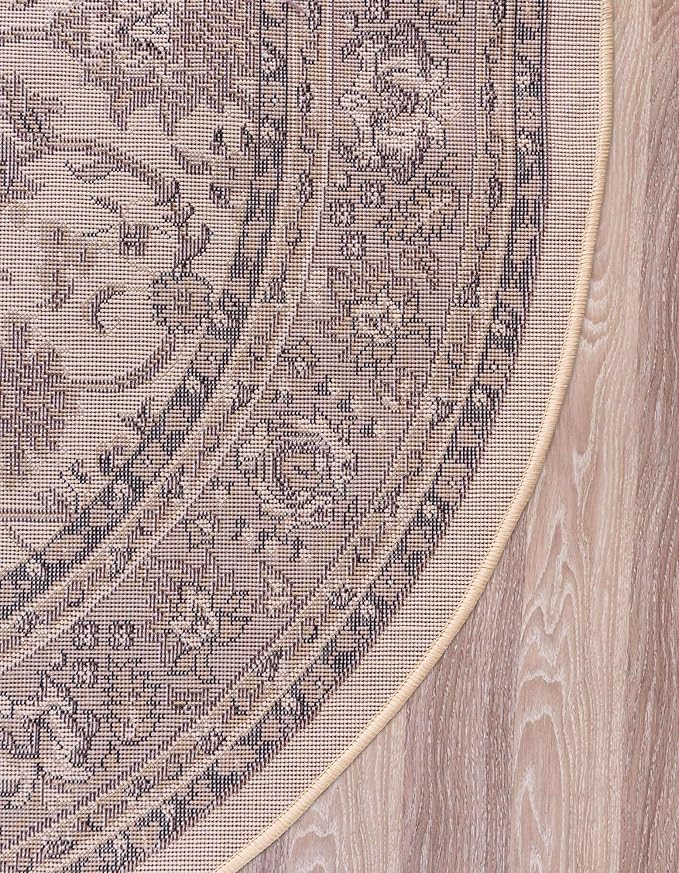 Unique Loom Sialk Hill Collection Area Rug - Washington (3' 3" Round Ivory/Black)