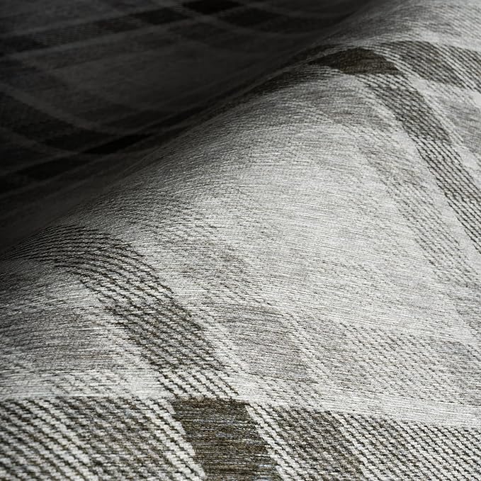 Dash & Albert Andri Plaid Black Machine Washable Rug, 5 X 8 Feet, Black/White Plaid Pattern