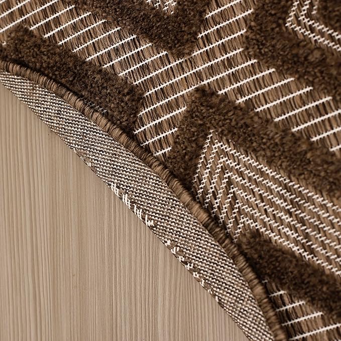 Nourison Home Versatile Brown 4' x Round Area Rug - Easy Clean, Non Shedding, Bed Room, Living Room, Dining Room, Kitchen (4' x Round)
