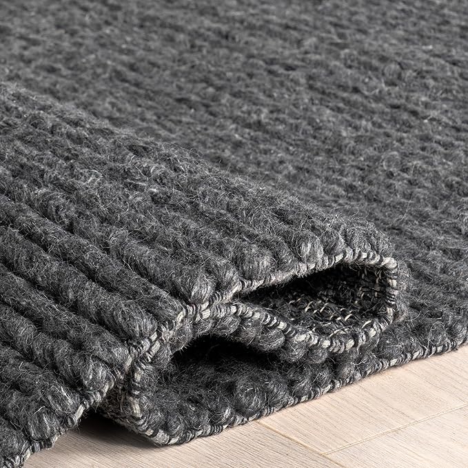 Nuloom Penelope Charcoal, 5' x 8', Hand-Braided, Wool & Cotton, Soft and Textured, High Traffic, Stain Resistant, Easy Clean, Durable Area Rug for Bedroom, Living Room, Dining, Foyer, Entryway