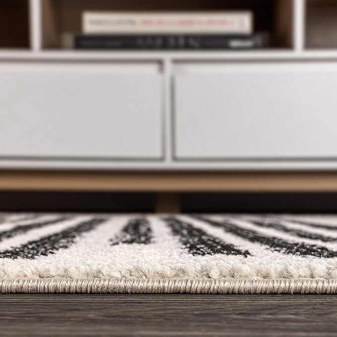 JONATHAN Y Khalil Modern Berber Stripe Cream/Black Indoor Area Rug, 12x15, Contemporary, Bohemian, Easy-Cleaning for Living Room, Bedroom, Kitchen, Pet Friendly, Non-Shedding (MOH207A-15)