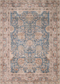 Kuden 10x14 Large Area Rug, Machine Washable Area Rug with Non-Slip Backing, Vintage Style, Soft, Easy Clean, Low Pile Rug for Living Room, Bedroom, Dining Room