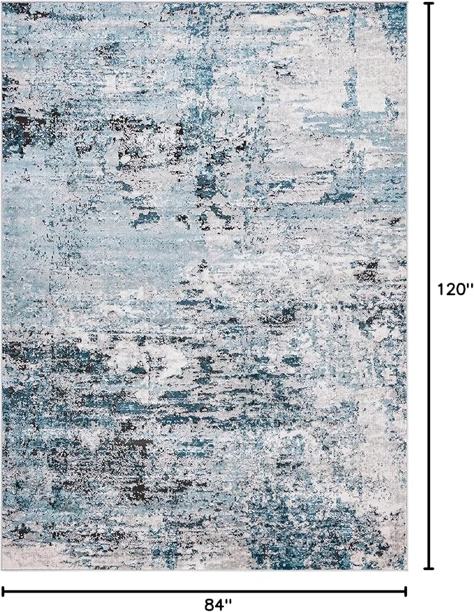 Rugs.com Leipzig Collection Area Rug – 7X10 Blue Low-Pile Rug Perfect for Bedrooms, Dining Rooms, Living Rooms