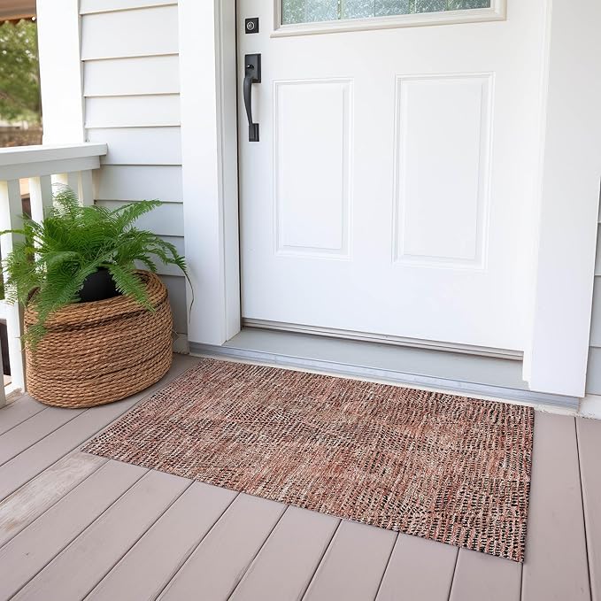 Addison Rugs Chantille ACN591 Salmon 1'8" x 2'6" Indoor Outdoor Area Rug, Easy Clean, Machine Washable, Non Shedding, Bedroom, Living Room, Dining Room, Kitchen, Patio Rug