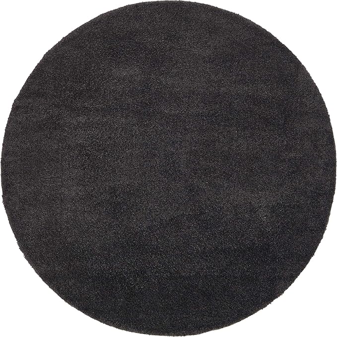 Unique Loom Solo Collection Area Rug - Calabasas (7' 10" Round, Charcoal/ Black)