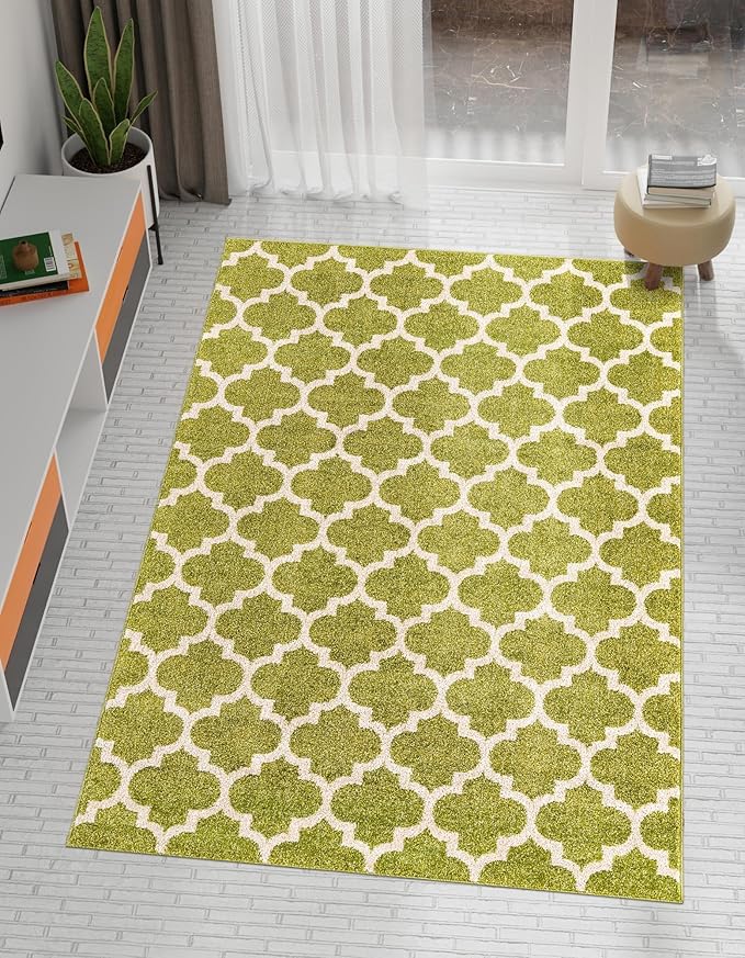 Rugs.com Lattice Collection Rug – 10x13 Light Green Medium-Pile Rug Perfect for Living Rooms, Large Dining Rooms, Open Floorplans