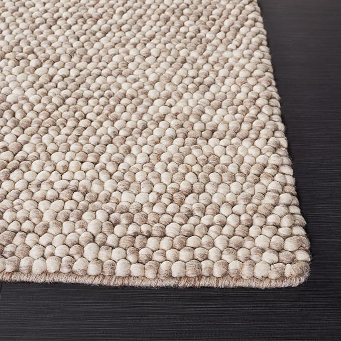 Safavieh Natura Collection Area Rug - 11' Round, Beige, Handmade Wool Blend, Textured Design, Ideal for Living Room, Bedroom, Dining Space (NAT620B)