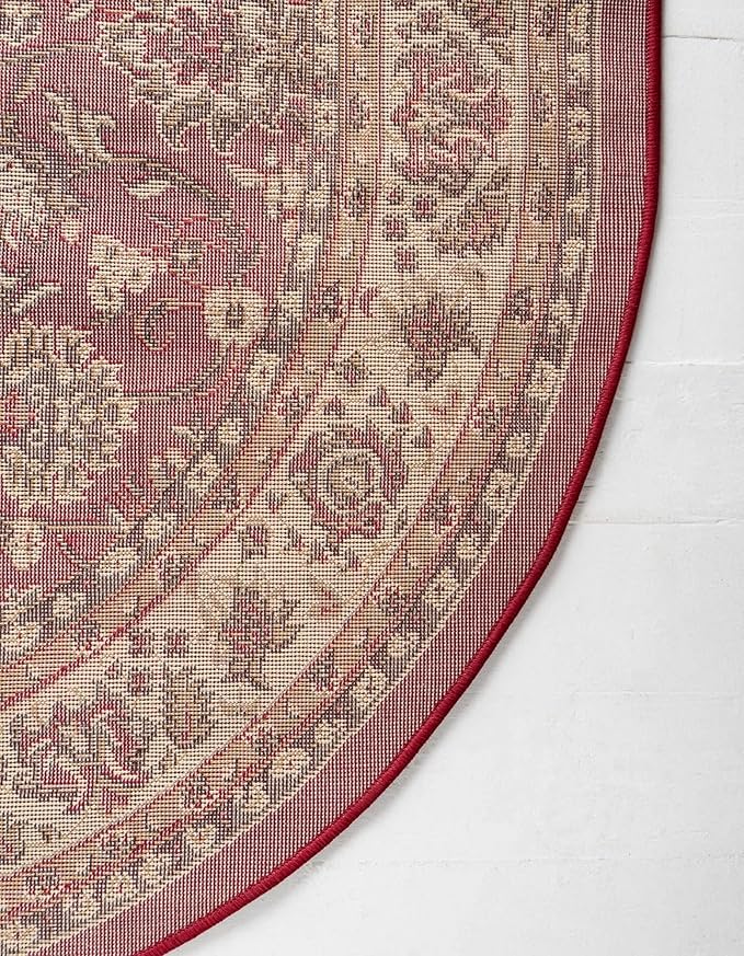 Unique Loom Sialk Hill Collection Area Rug - Washington (5' x 8' Oval Burgundy/Cream)