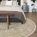 RUGGABLE Washable Vintage Area Rug – Kamran Ivory Opal 8 ft Round, Stain-Resistant, Non-Slip – Large Machine Washable Rugs for Living Room, Bedroom, Hallway, Entryway & Office–with Cushioned Pad