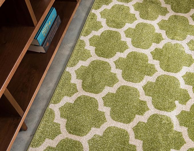 Rugs.com Lattice Collection Rug – 7' x 10' Light Green Medium Rug Perfect for Bedrooms, Dining Rooms, Living Rooms