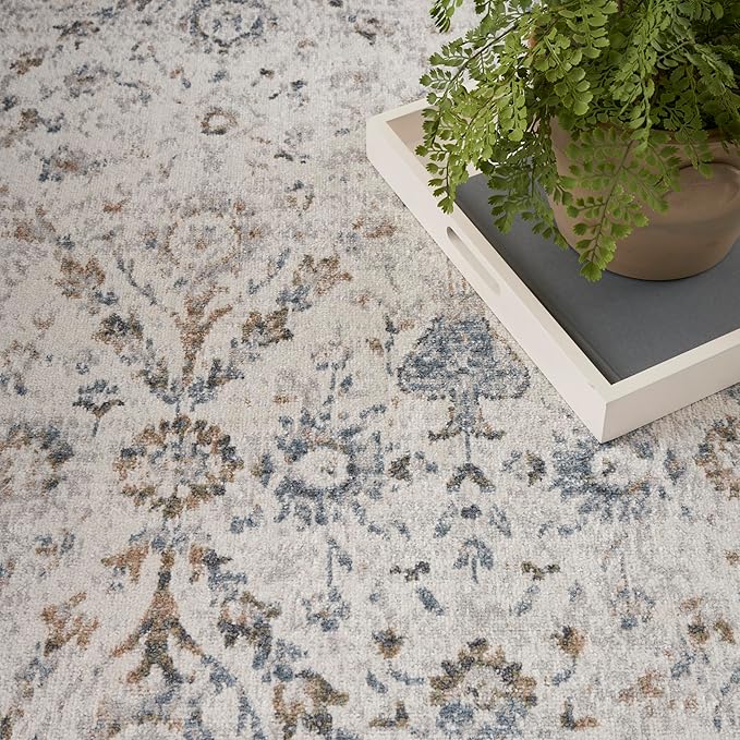 Nourison Home Astra Machine Washable Ivory Blue 7'10" x 10' Area Rug - Easy Clean, Non Shedding, Bed Room, Living Room, Dining Room, Kitchen (8' x 10')