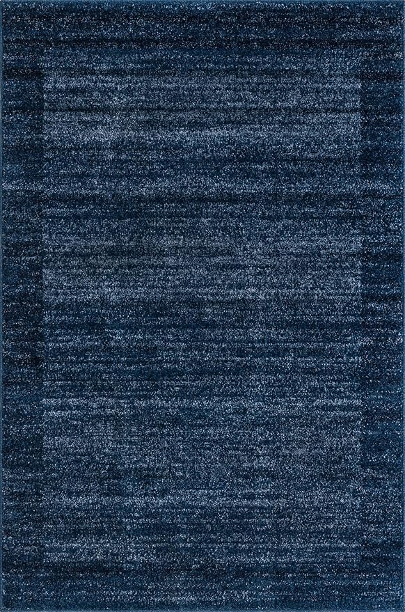 Rugs.com Angelica Collection Rug – 4' x 6' Navy Blue Medium Rug Perfect for Entryways, Kitchens, Breakfast Nooks, Accent Pieces