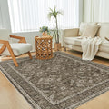 WITSHOCK Living Room Area Rugs 5x8: Soft Non-Slip Backing Washable Rugs Vintage Large Carpet for Bedroom Office Dining Room Kitchen Stain Resistant Home Decor Rug, Dark Brown