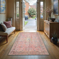 GLN Rugs Traditional Collection - Machine Washable Area Rug, Traditional Washable, Non Slip, Low Pile Chenille Rug, Living Room, Bedroom, Kitchen Rug (2'6" x 7' Pink/Cream)