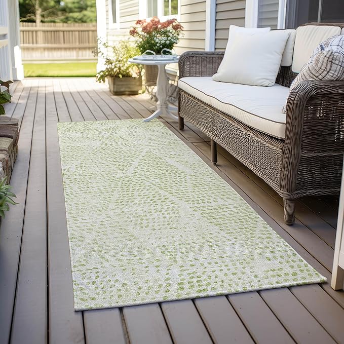 Addison Rugs Chantille ACN591 Aloe 2'3" x 7'6" Indoor Outdoor Hallway Runner Rug, Stain Resistant Washable Kitchen Area Carpet for Bathroom, Laundry and Bedroom Rug