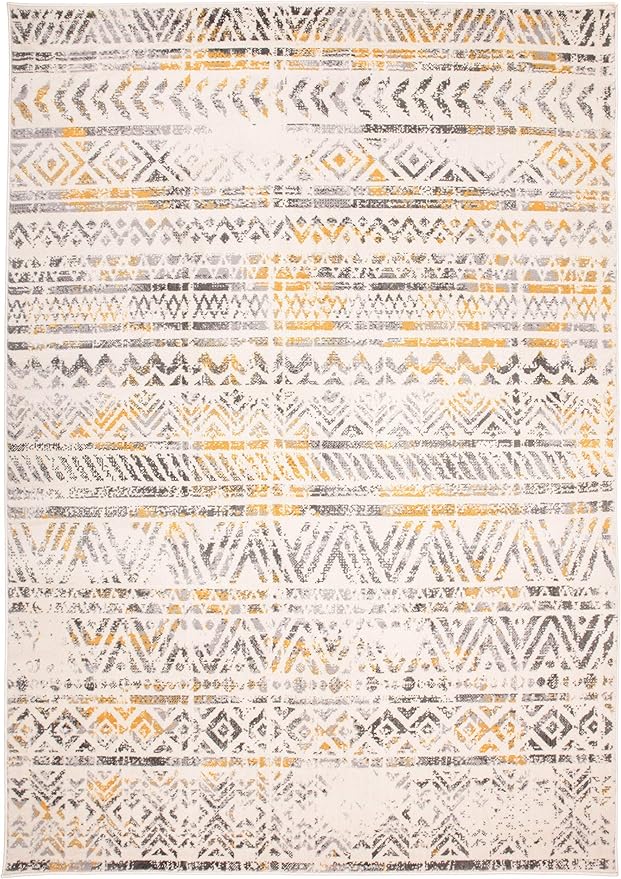 Rugshop Geometric Boho Perfect for high Traffic Areas of Your Living Room, Bedroom, Home Office, Kitchen Area Rug 3'3" x 5' Yellow