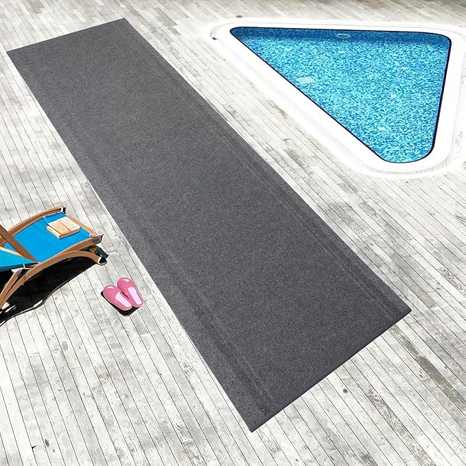 English Home Custom Size Non Slip Striped Design Light Weight Durable PVC Backing Thin Pile Runner Rug (26" x 4')