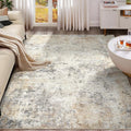 7x9 Area Rug Living Room Rugs - Washable Neutral Modern Abstract Soft Thin Large Rug Indoor Floor No Slip Rug Carpet for Bedroom Under Dining Table Home Office Decor - Golden Grey