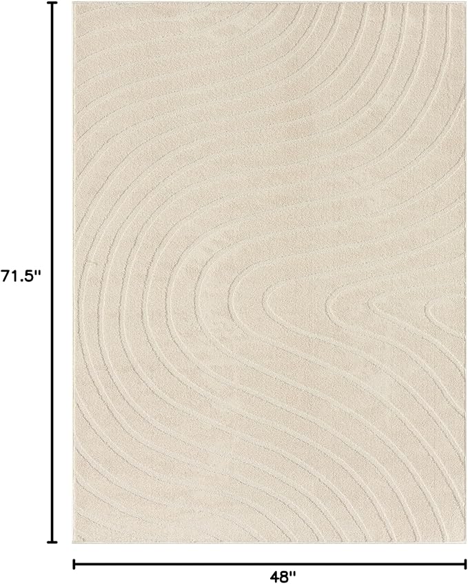 LUXE WEAVERS Modern Geometric Wave Cream 4x6 Area Rug