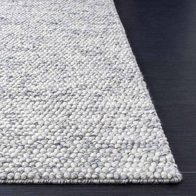 Safavieh Natura Collection Runner Rug - 2'3" x 18', Light Grey & Ivory, Handmade Wool Blend, Textured Design, Ideal for Hallway, Bedroom, Foyer (NAT620G)