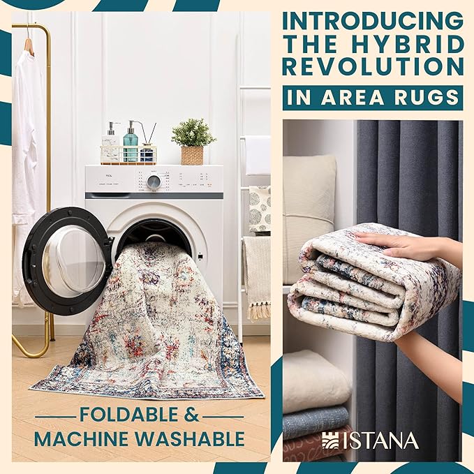 Istana Hallway Runner Rug 2x8 – Multi Colors Entryway Rug -Silk's Soft Touch Runners for Hallways - Stylish Kitchen Runner Rug Non Slip