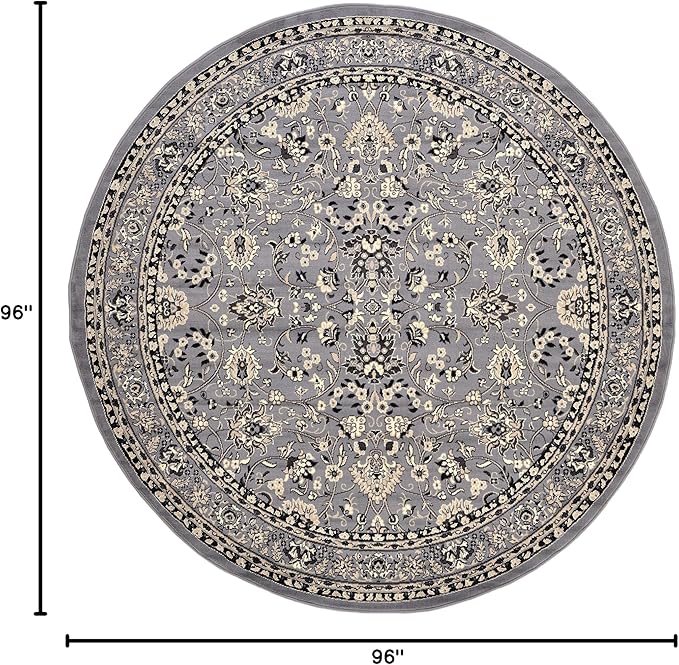 Unique Loom Sialk Hill Collection Area Rug - Washington (8' Round Gray/Black)