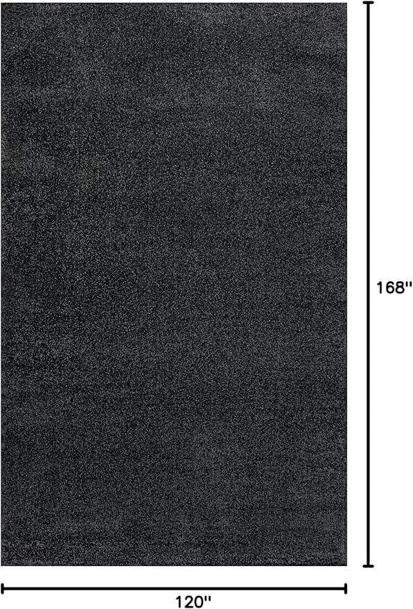Eyely UES100I-14 Supersoft Haze Solid Low-Pile Indoor Area Rug, Coastal, Bohemian, Minimalist, Classic, Casual for Bedroom,Kitchen,Living Room,Non Shedding,Easy-Washing, Black, 10 X 14