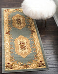 Rugs.com Chateau Collection Rug – 2' x 7' Runner Light Blue Medium Rug Perfect for Hallways, Entryways