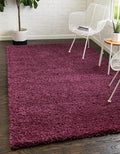 Unique Loom Solid Shag Collection Area Rug (7' 1" x 10' Rectangle, Eggplant Purple)