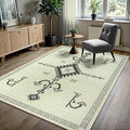 GLN Rugs Contemporary Collection - Machine Washable Area Rug, Contemporary Washable, Non Slip, Low Pile Chenille Rug, Living Room, Bedroom, Kitchen Rug (3' x 5' Cream/Anthracite)