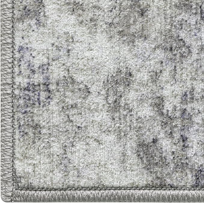 DEXI 10x14 Area Rug for Living Room, Modern Abstract Thin Washable Rug Indoor Floor, Non Slip Stain Resistant Low Pile Carpet for Dining Room Bedroom Office, Blue