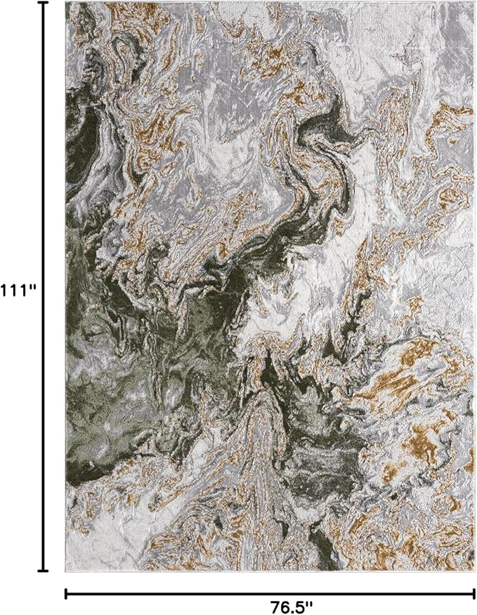 LUXE WEAVERS Marble Swirl Abstract Area Rug, Green 6x9