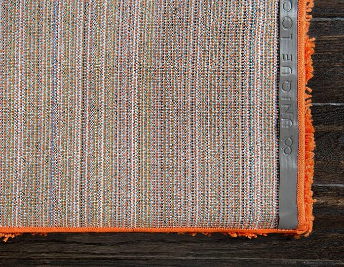 Unique Loom Solid Shag Collection Area Rug (9' x 12' Rectangle, Tiger Orange)