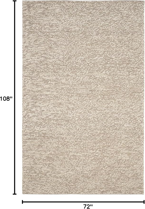 SAFAVIEH Area Rug 6x9 - Natura Collection - Beige, Handmade Wool Blend, Textured Design, Ideal for Living Room, Bedroom, Dining Space (NAT620B)