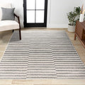 JONATHAN Y Lyla Offset Stripe Gray/Cream Indoor Area Rug, 5x8, Contemporary, Modern, Easy-Cleaning for Living Room, Bedroom, Kitchen, Pet Friendly, Non-Shedding (MOH204A-5)