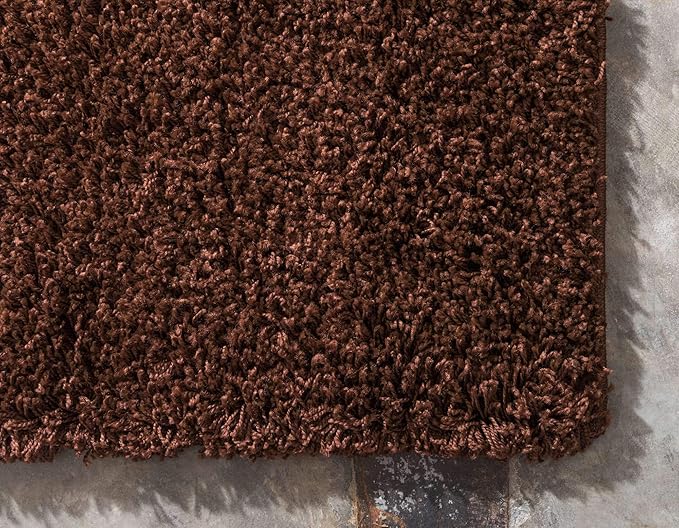 Unique Loom Solid Shag Collection Area Rug (3' 3" x 5' 3" Rectangle, Chocolate Brown)