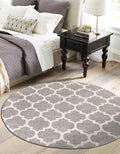 Rugs.com Lattice Collection Rug – 3 Ft Round Dark Gray Medium-Pile Rug Perfect for Kitchens, Dining Rooms