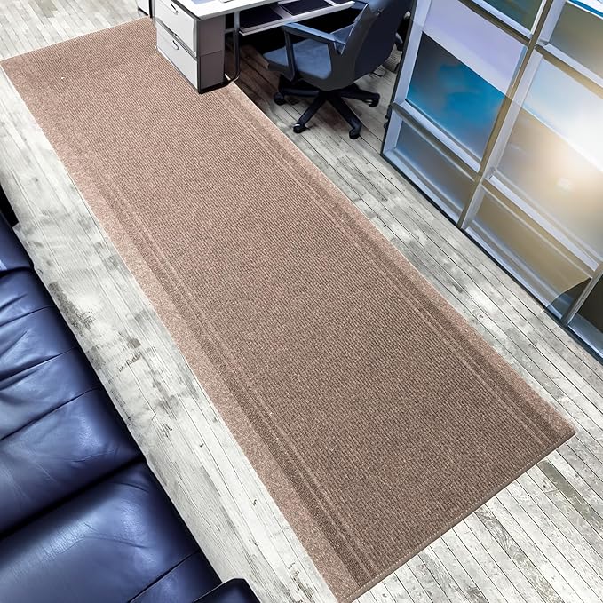 English Home Custom Size Anti Slip Striped Design Light Weight Durable TPR Backing Thin Pile Runner Rug (26" x 35')
