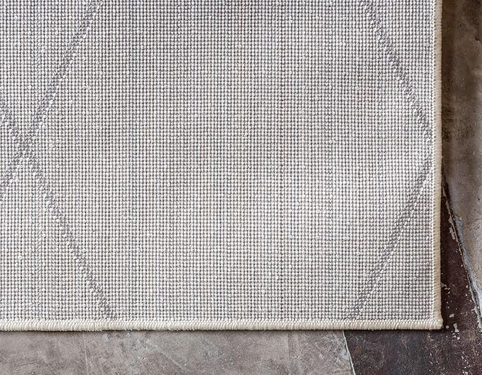 Unique Loom Trellis Frieze Collection Area Rug - Geometric (2' x 8' 8" Runner, Ivory/ Gray)