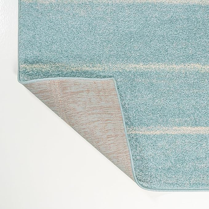 JONATHAN Y Williamsburg Minimalist Stripe Turquoise/Cream Indoor Area Rug, 4x6, Contemporary, Modern, Easy-Cleaning for Living Room, Bedroom, Kitchen, Pet Friendly, Non-Shedding (MOH201B-4)