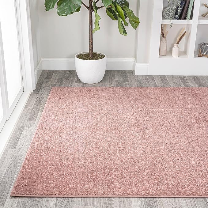 Eyely UES100P-5 Supersoft Haze Solid Low-Pile Indoor Area Rug Casual;Contemporary;Solid;Traditional, Bedroom, Kitchen, Living Room, Easy-Cleaning, Non-Shedding, 5 X 8, Pink