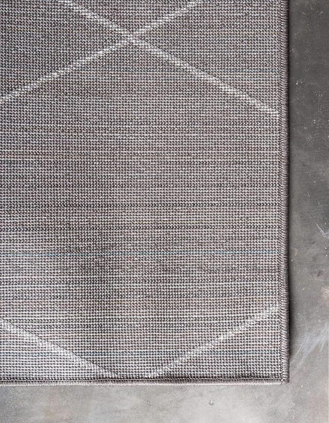 Unique Loom Trellis Frieze Collection Area Rug - Geometric (5' Square, Dark Gray/ Ivory)