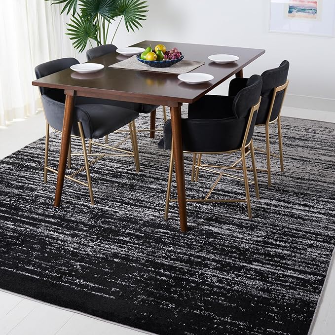 SAFAVIEH Area Rug 12x18 - Adirondack Collection - Large - Silver & Black, Modern Ombre Design, Non Shedding & Easy to Clean, Ideal for Living Room, Bedroom, Office, Dining Space (ADR113A)