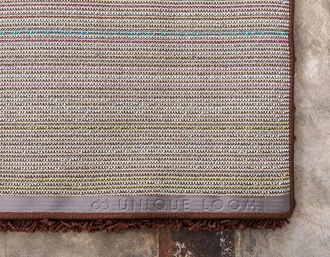 Unique Loom Solid Shag Collection Area Rug (6' 1" x 9' Rectangle, Chocolate Brown)