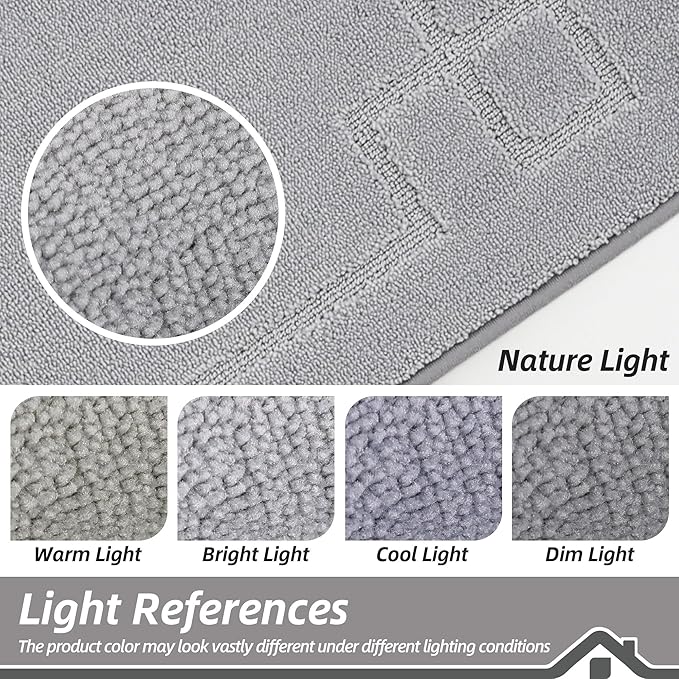BEQHAUSE Door Mat 24" x 60", Non-Slip Door Mats Indoor Entryway Rugs Washable Low-Profile Absorbent and Stain Resist Floor Mats, Dog Door Mat for Front Back Door, Muddy Wet Shoes & Paws, Light Grey