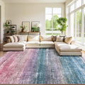Kokia Abstract Area Rugs 10x14 Bedroom Washable Decor Low Pile Fluffy Non-Slip Non-Shedding Indoor Red Carpet Foldable Stain Resistant Floor Mat Living Room Dining Room, Oslo Orchid Peony