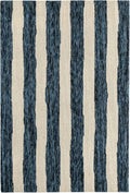 Dash & Albert Silas Stripe Navy Hand Micro Hooked Wool Rug, Runner-2.5 X 8 Feet, Blue Stripe Pattern - Premium Luxury Hotel Quality Soft Breathable Hypoallergenic Machine Washable Easy Care All